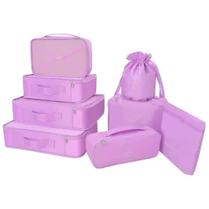 BETLLEMORY Packing Cubes 8 Sets Travel Luggage Organizers with Waterproof Shoe Storage Bag Compression Pouches(Purple) Purple