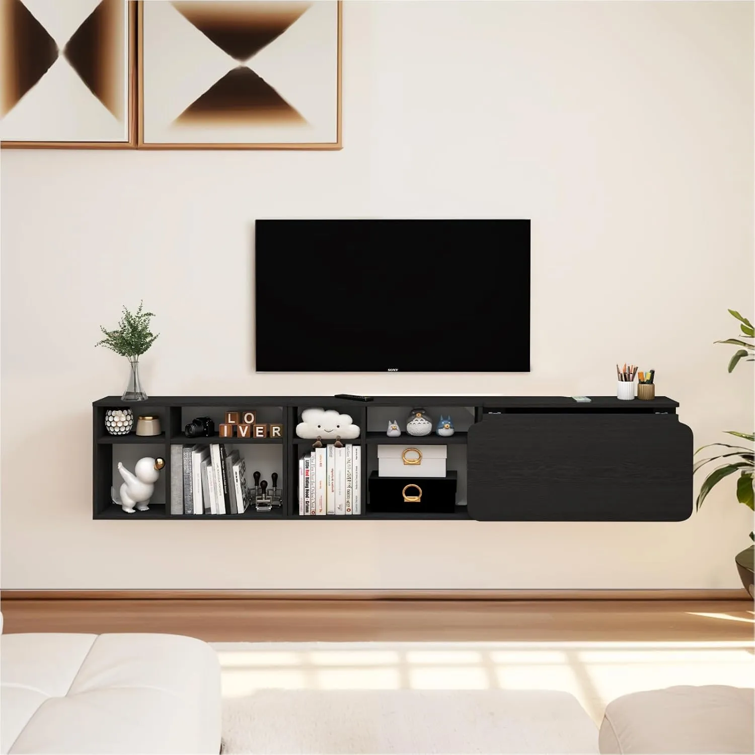 Black 80" Free Modular Wall Fold Down Desk