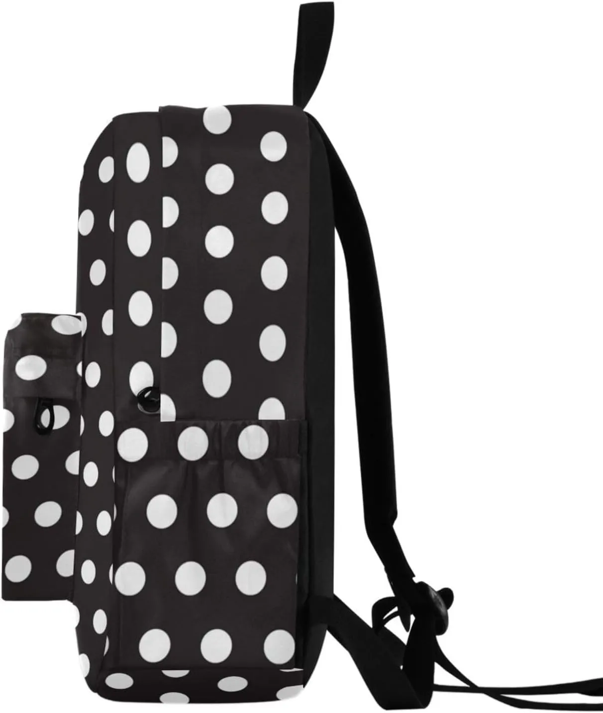 Black and White Polka Dot Backpacks For Teen Girls Boys School Bookbag