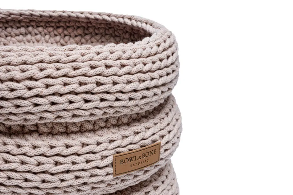 Bowl and Bone Beige Ring Dog Toy Storage Basket