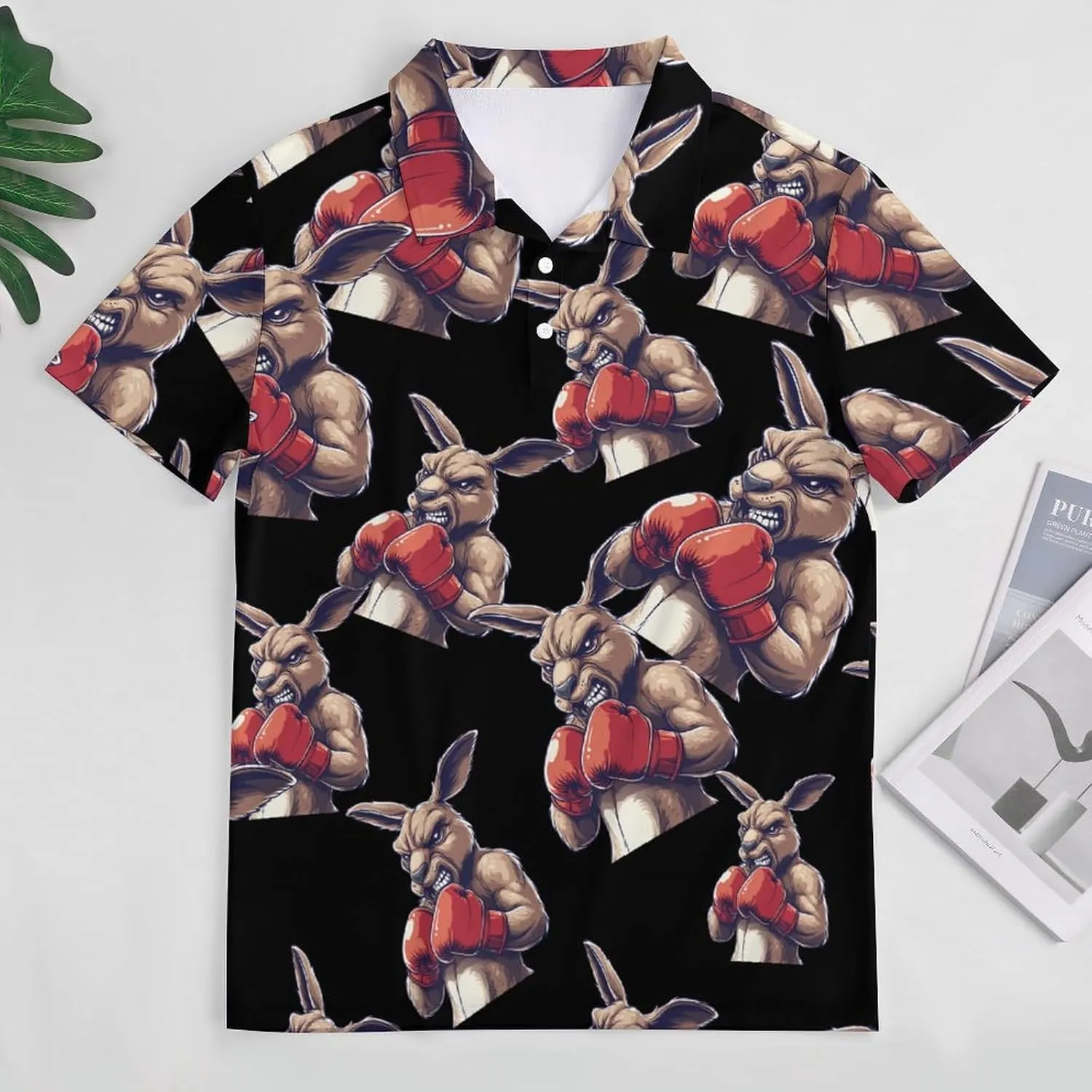 Boxing King Kangaroos Mens Polo Shirts Quick Dry Short Sleeve T-shirts Slim Tennis Collared Tees Tops