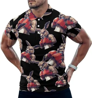 Boxing King Kangaroos Mens Polo Shirts Quick Dry Short Sleeve T-shirts Slim Tennis Collared Tees Tops