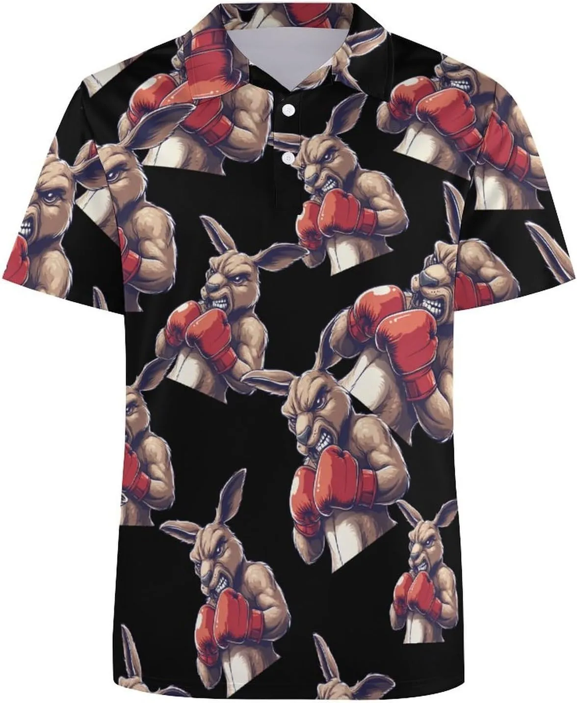 Boxing King Kangaroos Mens Polo Shirts Quick Dry Short Sleeve T-shirts Slim Tennis Collared Tees Tops