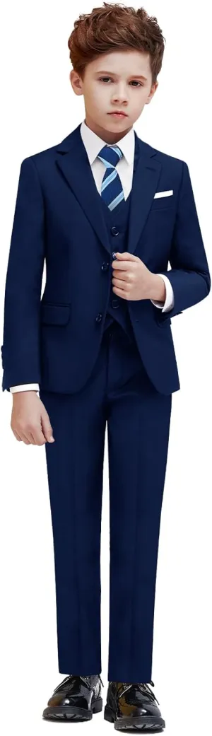 Boys Suit Set with Suspenders, Suit with 3 Versions-Regular, Slim and Husky