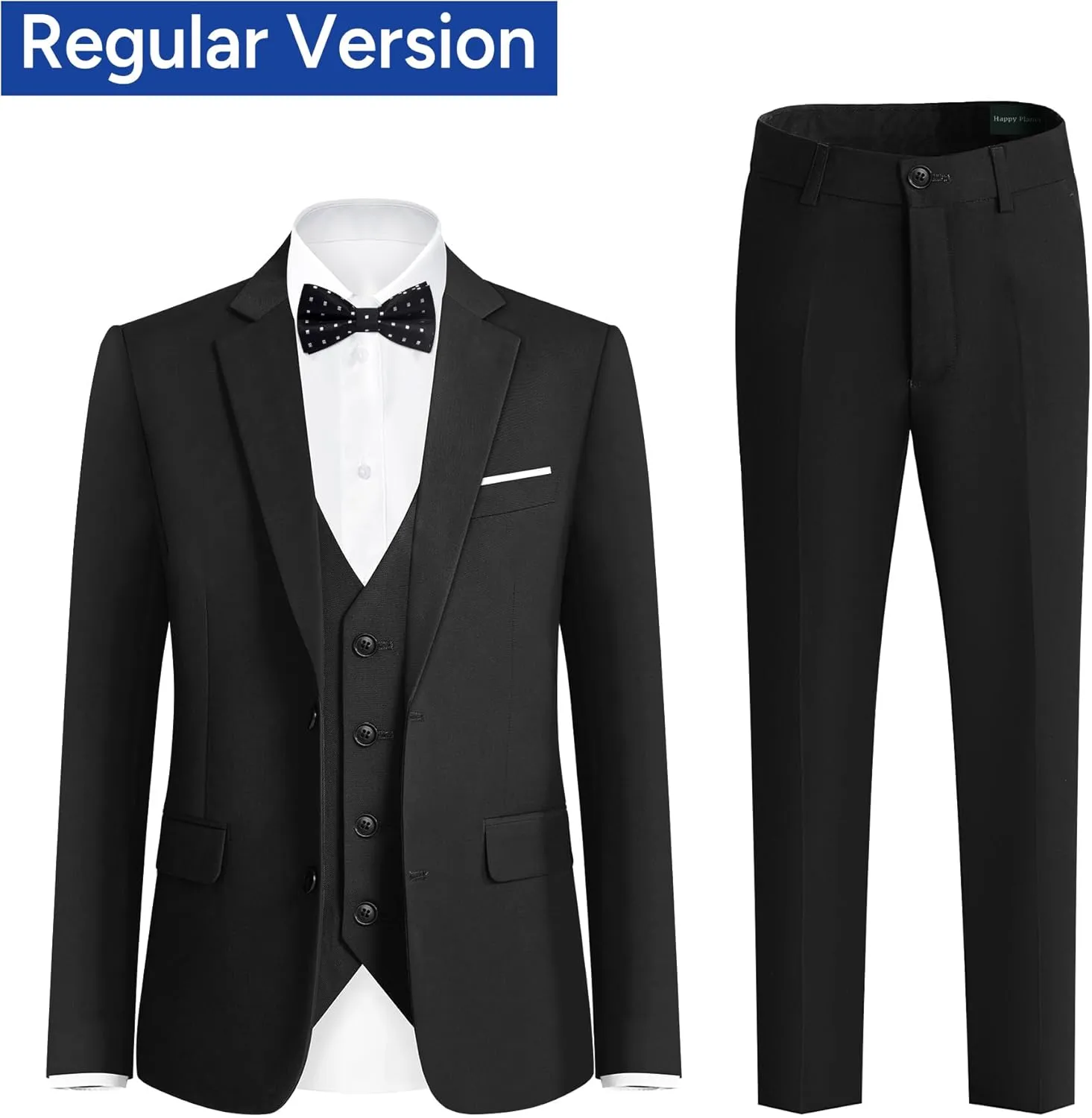 Boys Suit Set with Suspenders, Suit with 3 Versions-Regular, Slim and Husky