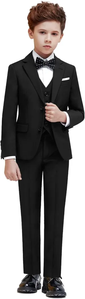 Boys Suit Set with Suspenders, Suit with 3 Versions-Regular, Slim and Husky