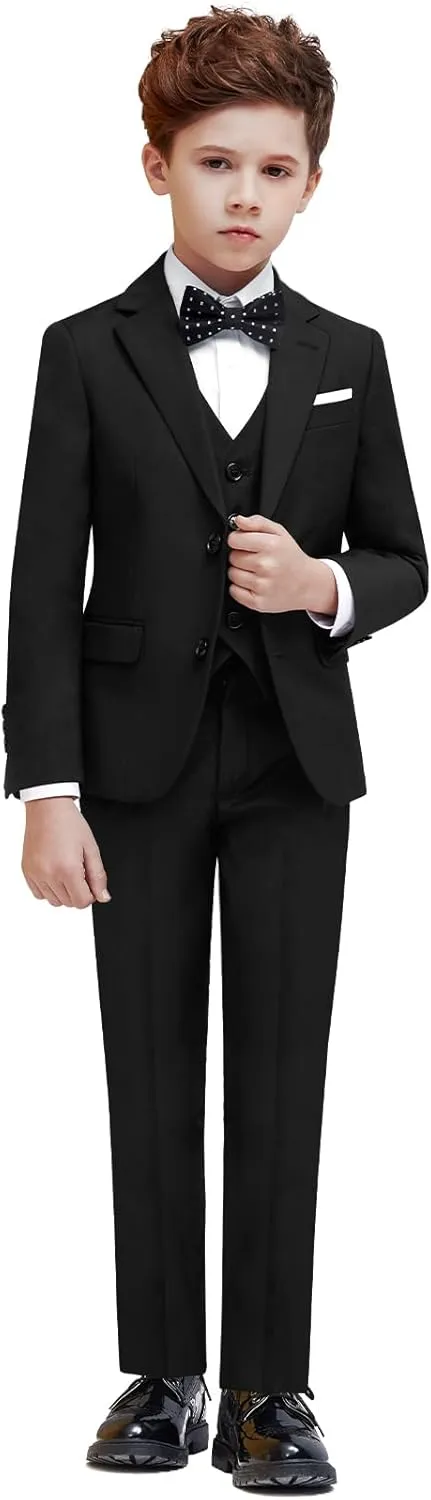 Boys Suit Set with Suspenders, Suit with 3 Versions-Regular, Slim and Husky