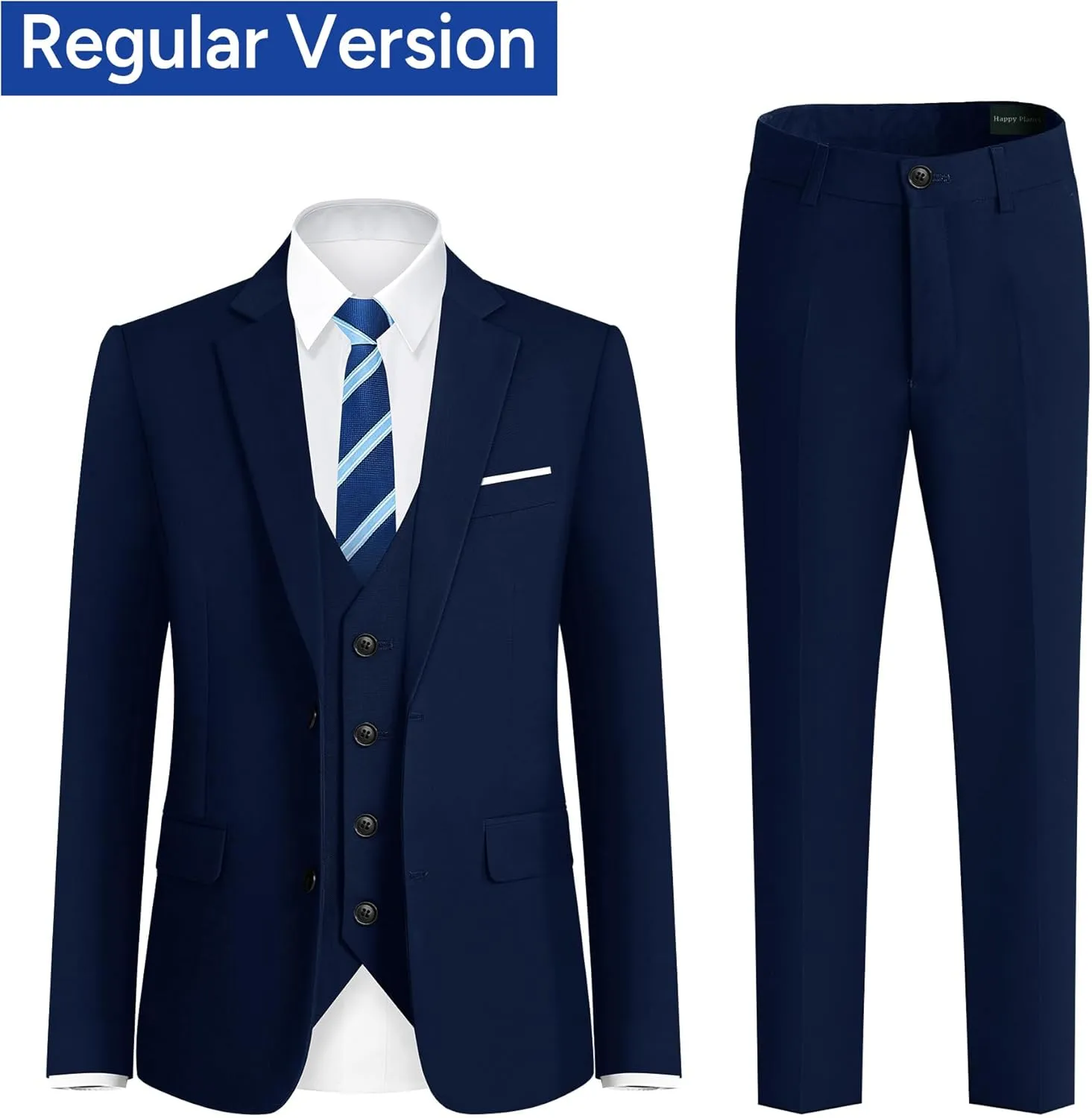 Boys Suit Set with Suspenders, Suit with 3 Versions-Regular, Slim and Husky