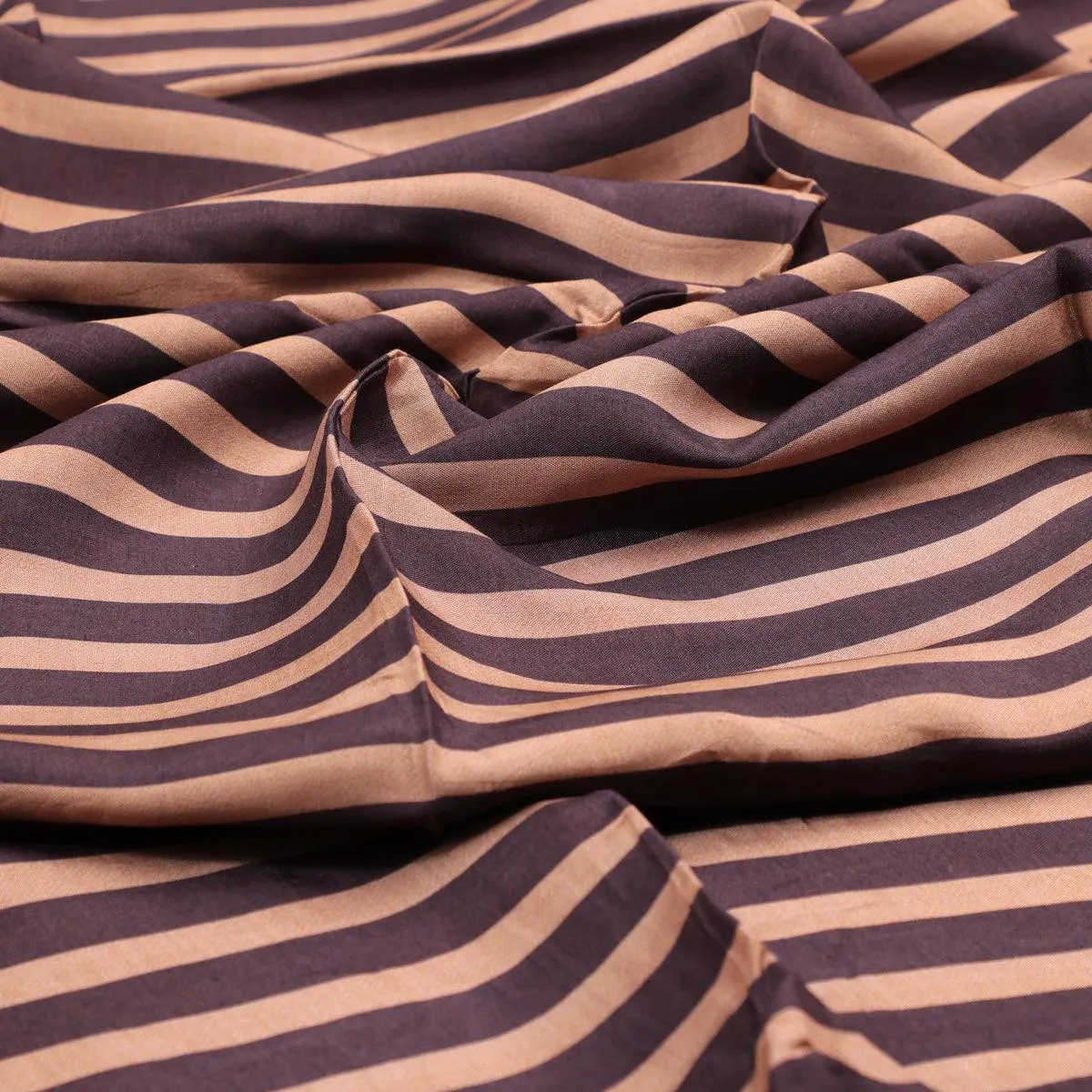 Brown Stripes Digital Printed Fabric - Pure Muslin