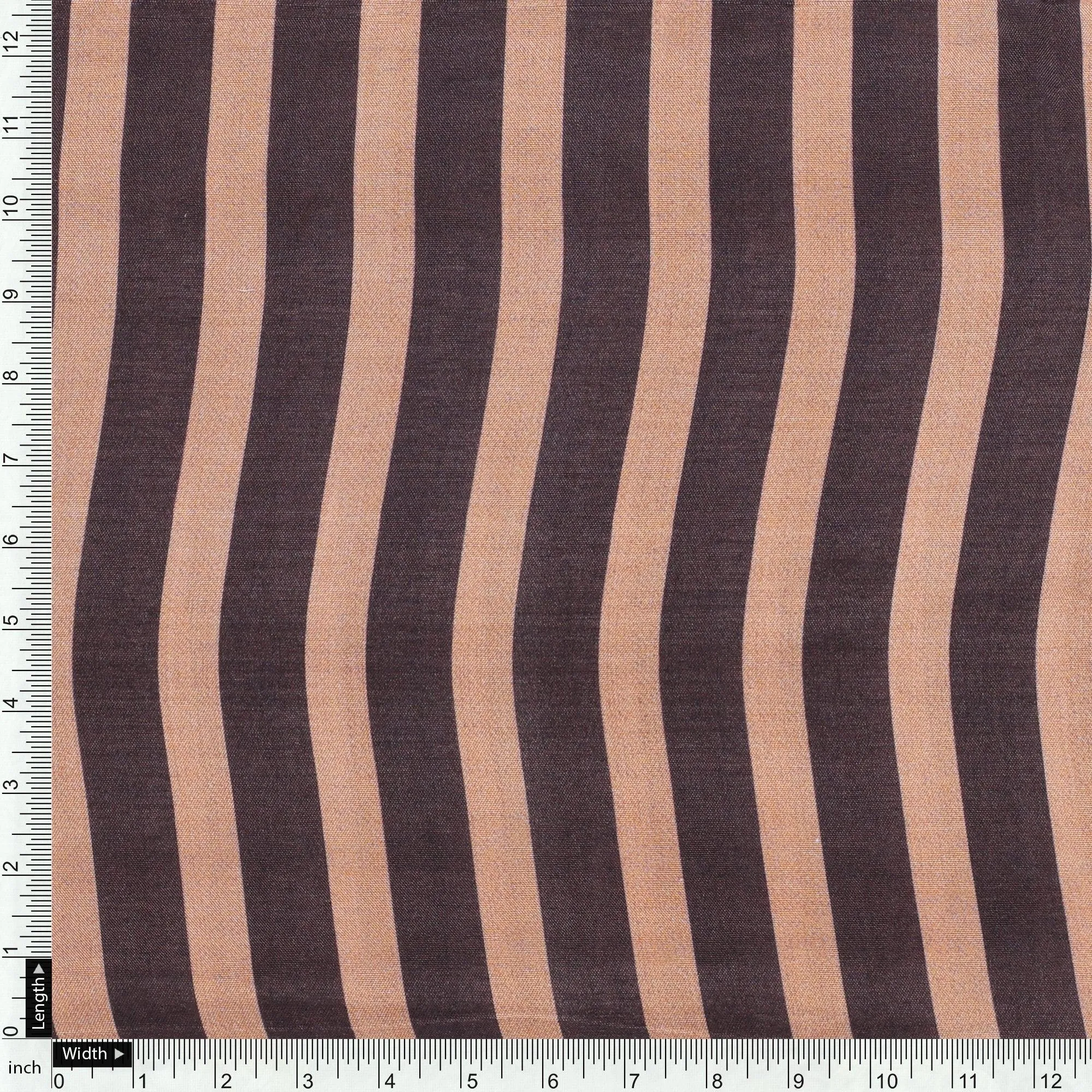 Brown Stripes Digital Printed Fabric - Pure Muslin