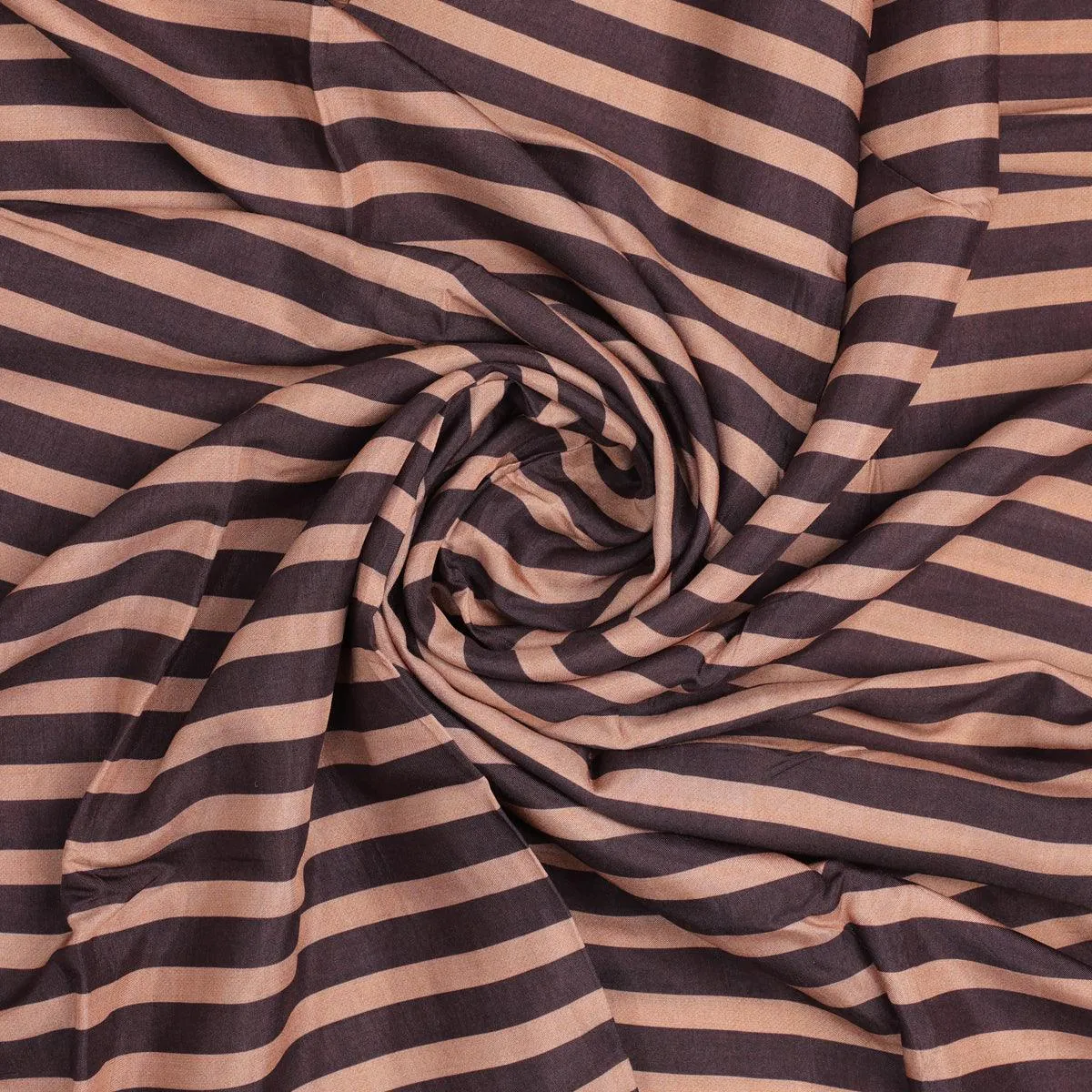 Brown Stripes Digital Printed Fabric - Pure Muslin
