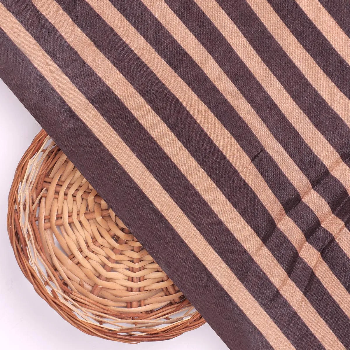 Brown Stripes Digital Printed Fabric - Pure Muslin