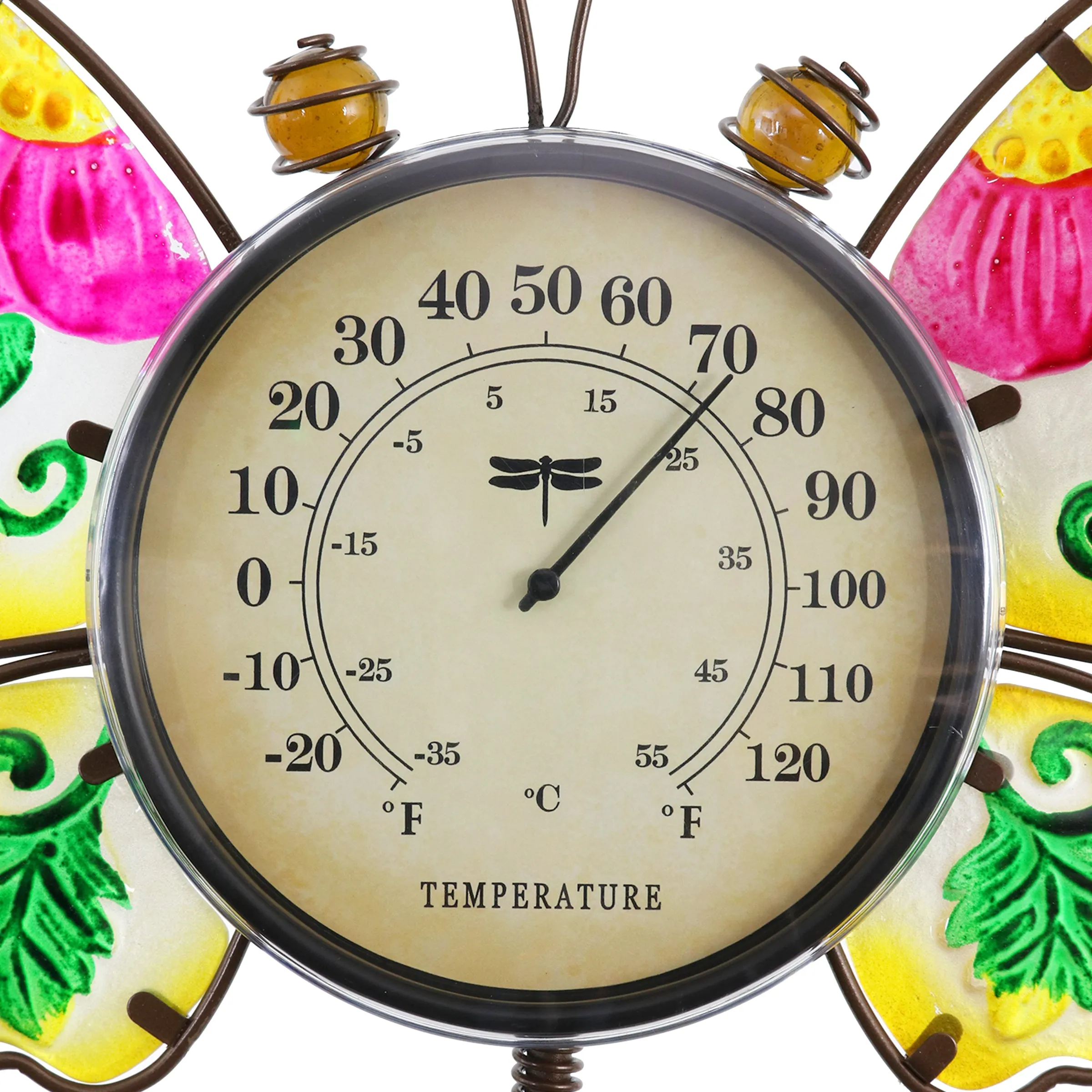 Butterfly Thermometer Garden Stake Hand Painted and Made of glass and metal, 36 inches
