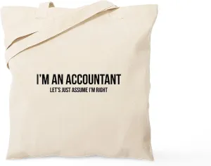 CafePress I'm An Accountant Let's Just Assume I'm R Tote Bag Natural Canvas Tote Bag, Reusable Shopping Bag