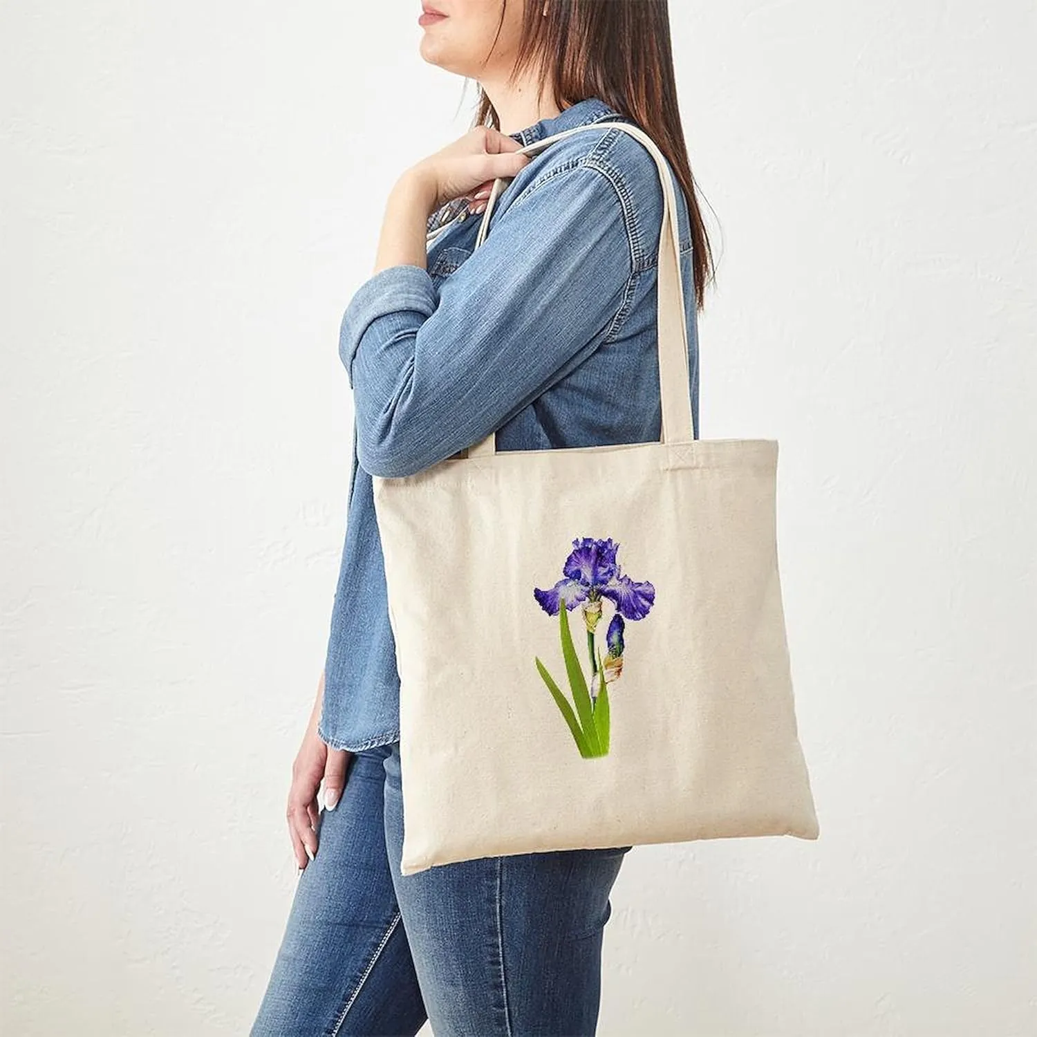 CafePress Purple Iris Tote Bag Natural Canvas Tote Bag, Reusable Shopping Bag