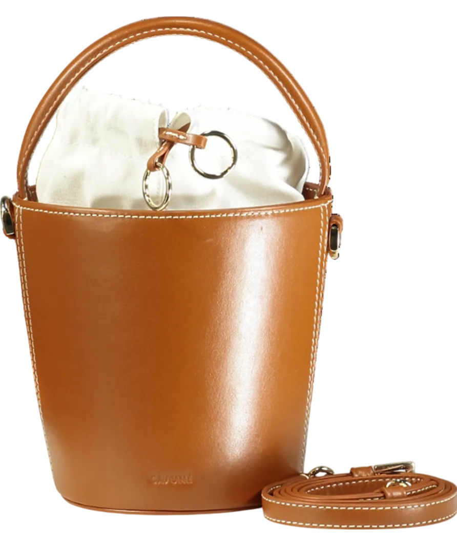 Cafun Brown Bucket Bag with shoulder strap