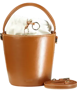 Cafun Brown Bucket Bag with shoulder strap