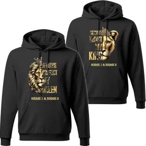 Camelliaa Shop Personalized Lion Couple Queen And King T-Shirt and Hoodie 2D S-5XL, Couple Hoodies, Matching Couple Hoodie