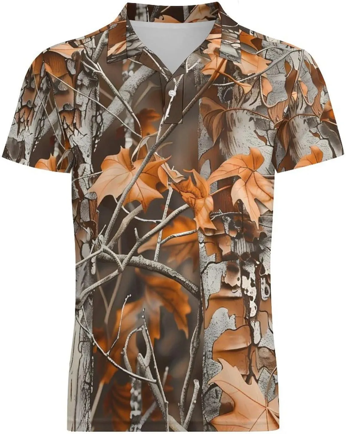 Camouflage Hunting Dead Leaves Classic Polo Shirts for Men Quick Dry Short Sleeve Fit Golf Tees Casual Tops