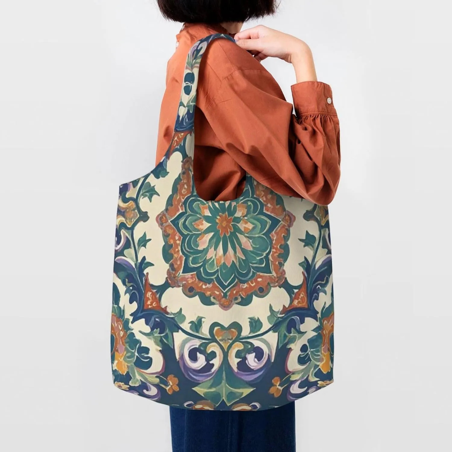 Canvas Tote Bag Reusable Grocery Bags Lightweight Handbag Color butterfly flower Tote Bag for Shopping Cloth Bags