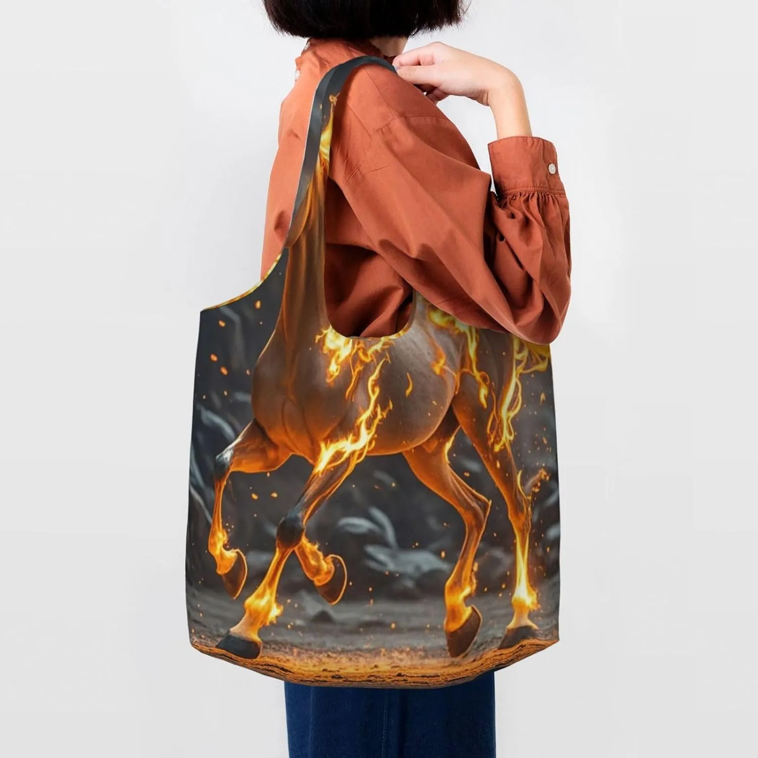 Canvas Tote Bag Reusable Grocery Bags Lightweight Handbag Lion image Tote Bag for Shopping Cloth Bags