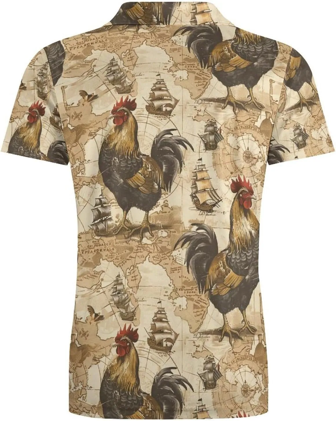 Chicken Ship Navigation Map Classic Polo Shirts for Men Quick Dry Short Sleeve Fit Golf Tees Casual Tops