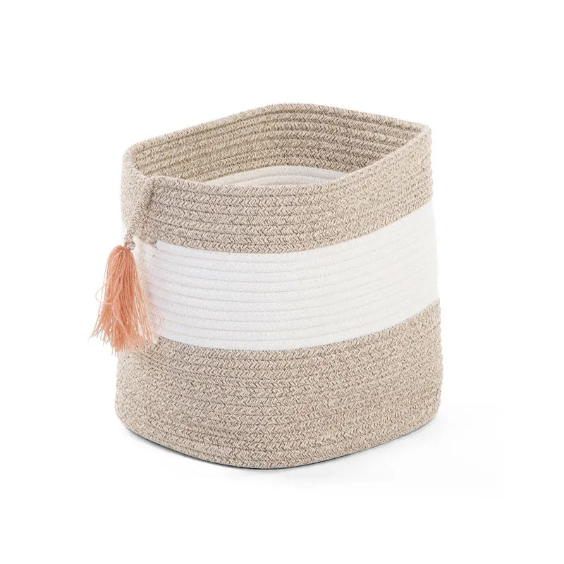 Childhome Cotton Rope Basket White Beige Tassel Nude
