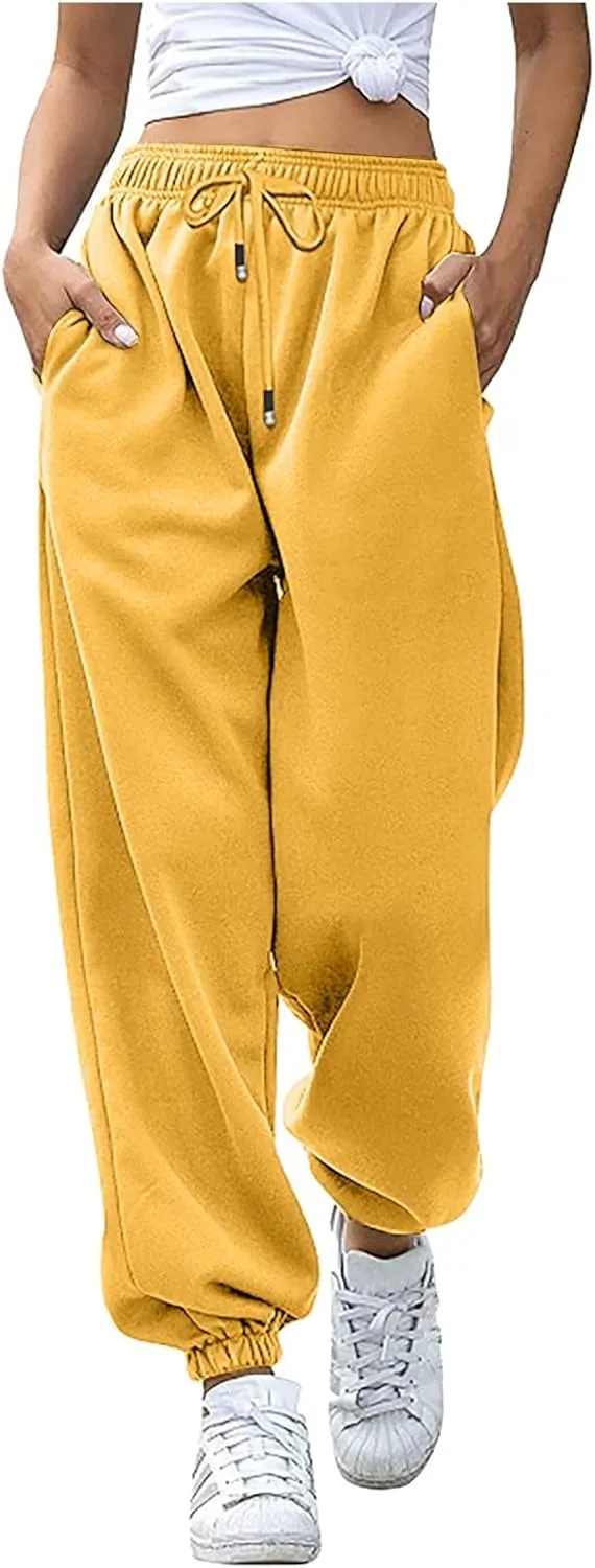 Cinch Bottom Sweatpants for Women Baggy Athletic Lounge Pants with Pockets Casual Workout Active Bottoms Joggers Trousers