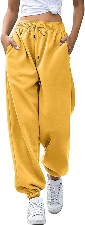 Cinch Bottom Sweatpants for Women Baggy Athletic Lounge Pants with Pockets Casual Workout Active Bottoms Joggers Trousers