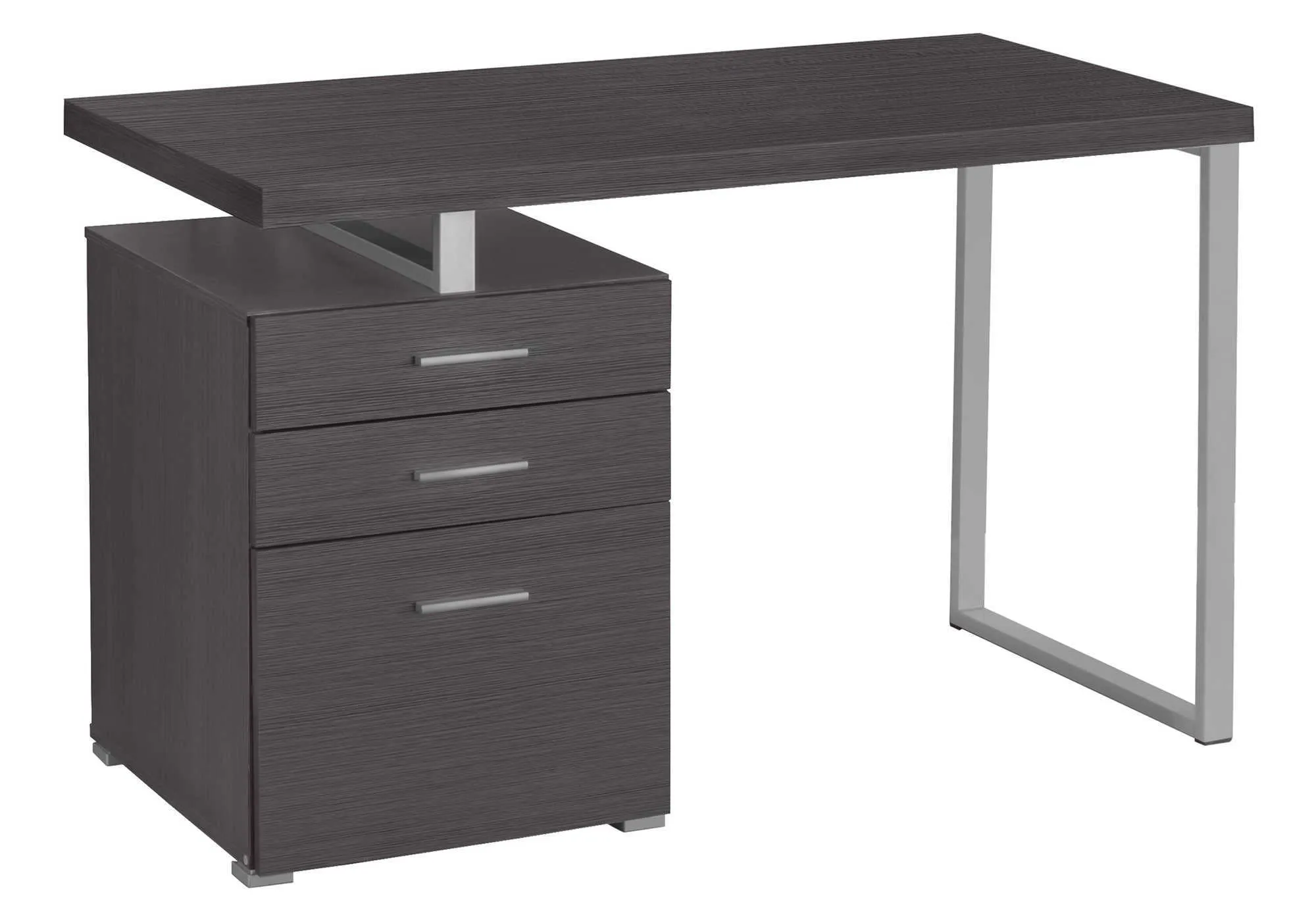 Computer Desk, Home Office, Laptop, Left, Right Set-up, Storage Drawers, 48"l, Work, Grey Laminate, Grey Metal, Contemporary, Modern