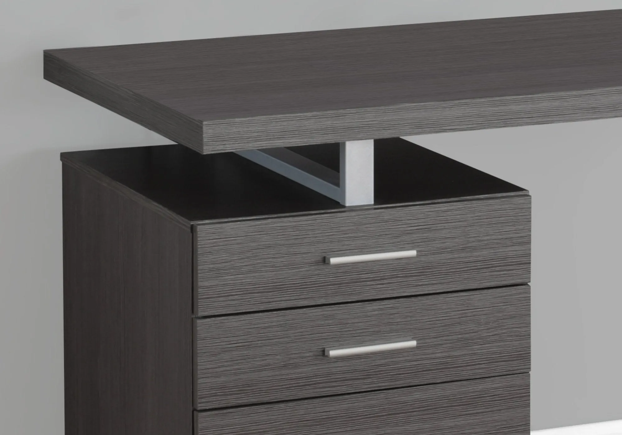 Computer Desk, Home Office, Laptop, Left, Right Set-up, Storage Drawers, 48"l, Work, Grey Laminate, Grey Metal, Contemporary, Modern