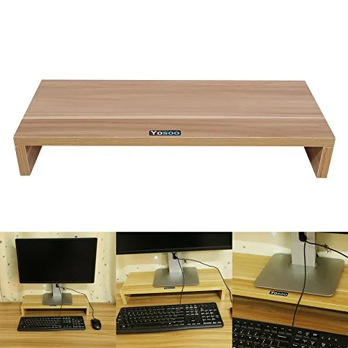 Computer Monitor Riser Stands Computer Screen Laptop Rack Organizer Display Bracket Rack (1 Tier, Wooden Color)