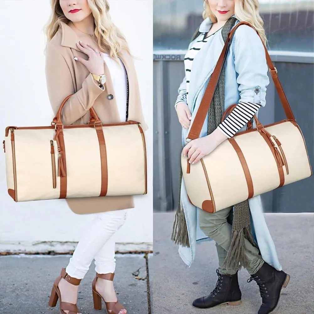 Convertible Travel Garment Bag for Women, Carry on Leather Garment Bags for Travel Hanging Suitcase Suit Bag Travel Bags