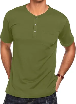 COOFANDY Men's 3 Pack Henley Shirts Short Sleeve Casual Basic Tees Classic Henley Summer Solid T Shirts with Pocket