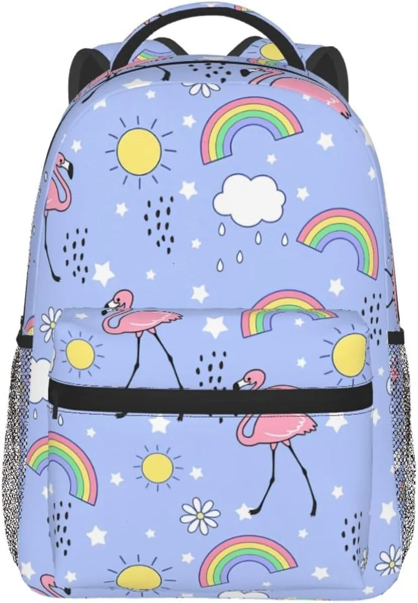 Cute Flamingo Backpack for Women Man Rainbow Lightweight Laptop Backpacks Book Bag Casual Daypacks for Hiking Travel College Office