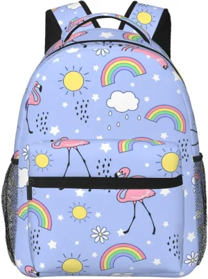 Cute Flamingo Backpack for Women Man Rainbow Lightweight Laptop Backpacks Book Bag Casual Daypacks for Hiking Travel College Office