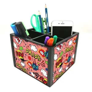 Desk Organizer For Stationery -  Comic Style Pink