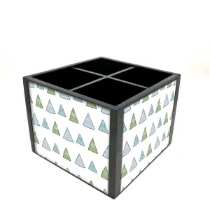 Desk Organizer For Stationery - Green Woods Triangles