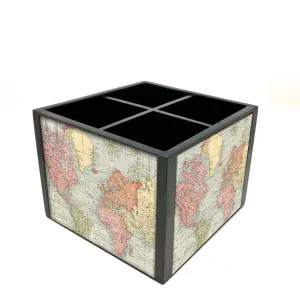 Desk Organizer For Stationery - Vintage Map