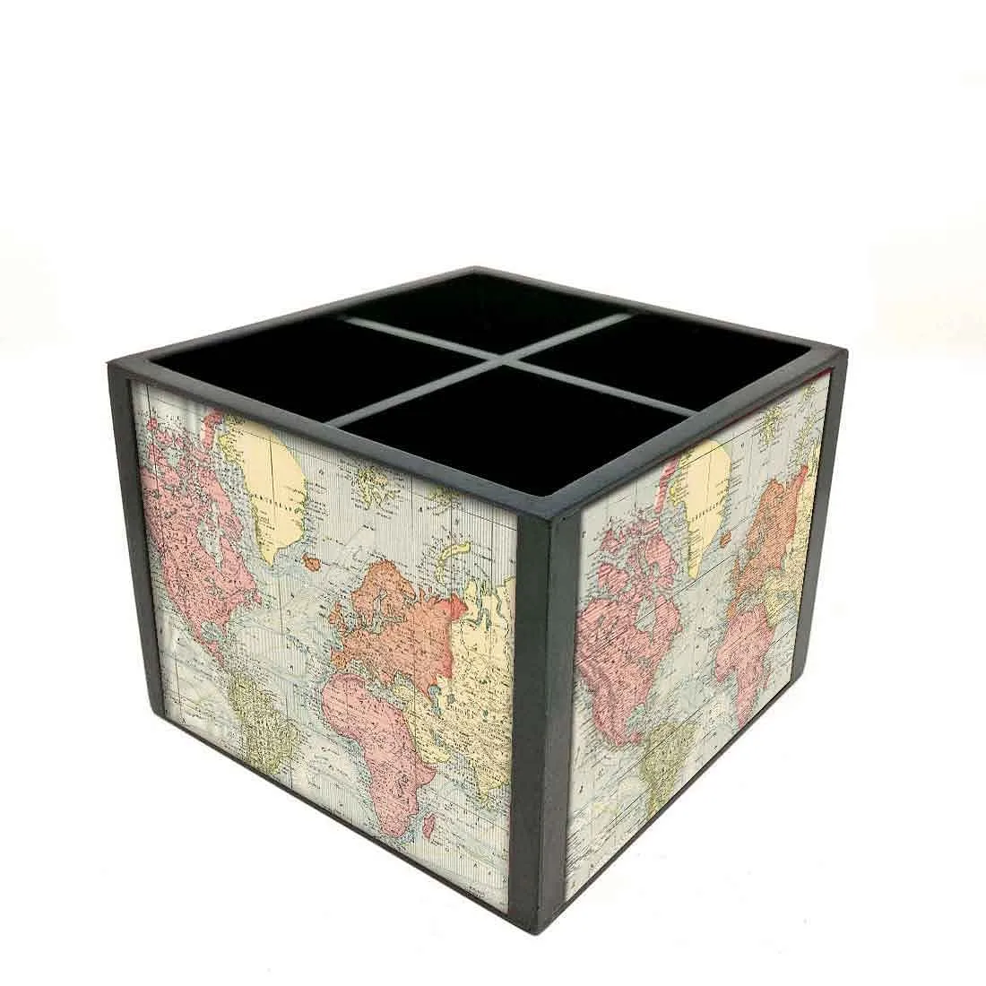 Desk Organizer For Stationery - Vintage Map