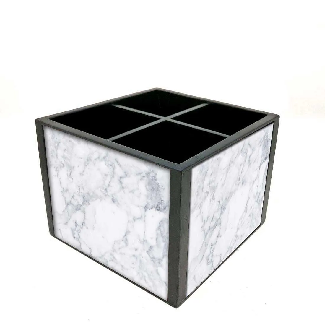 Desk Organizer For Stationery -  White Marble