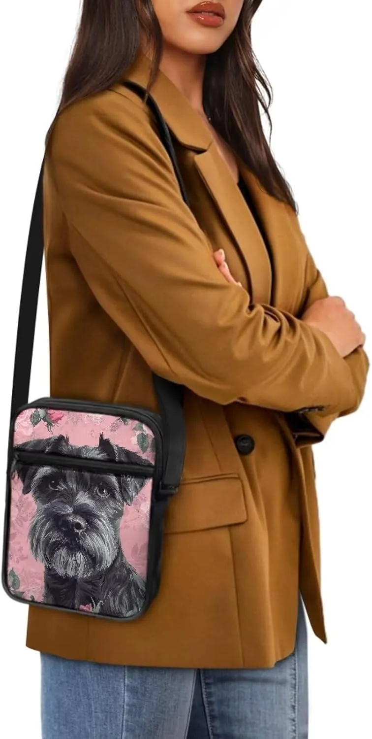 Dog Print Women's Crossbody Bags Waterproof Shoulder Bag Satchel Messenger Bags with Pockets