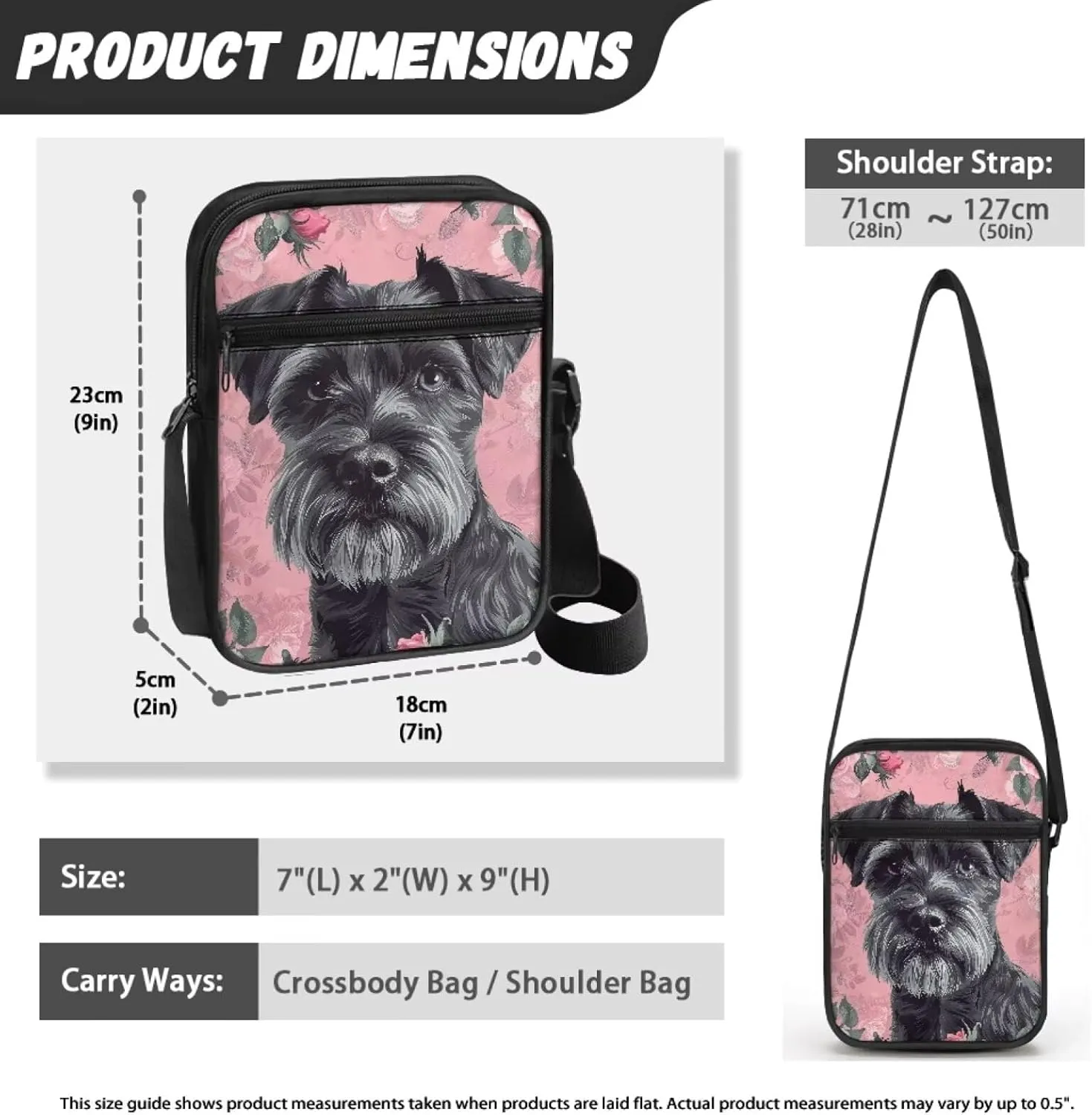 Dog Print Women's Crossbody Bags Waterproof Shoulder Bag Satchel Messenger Bags with Pockets