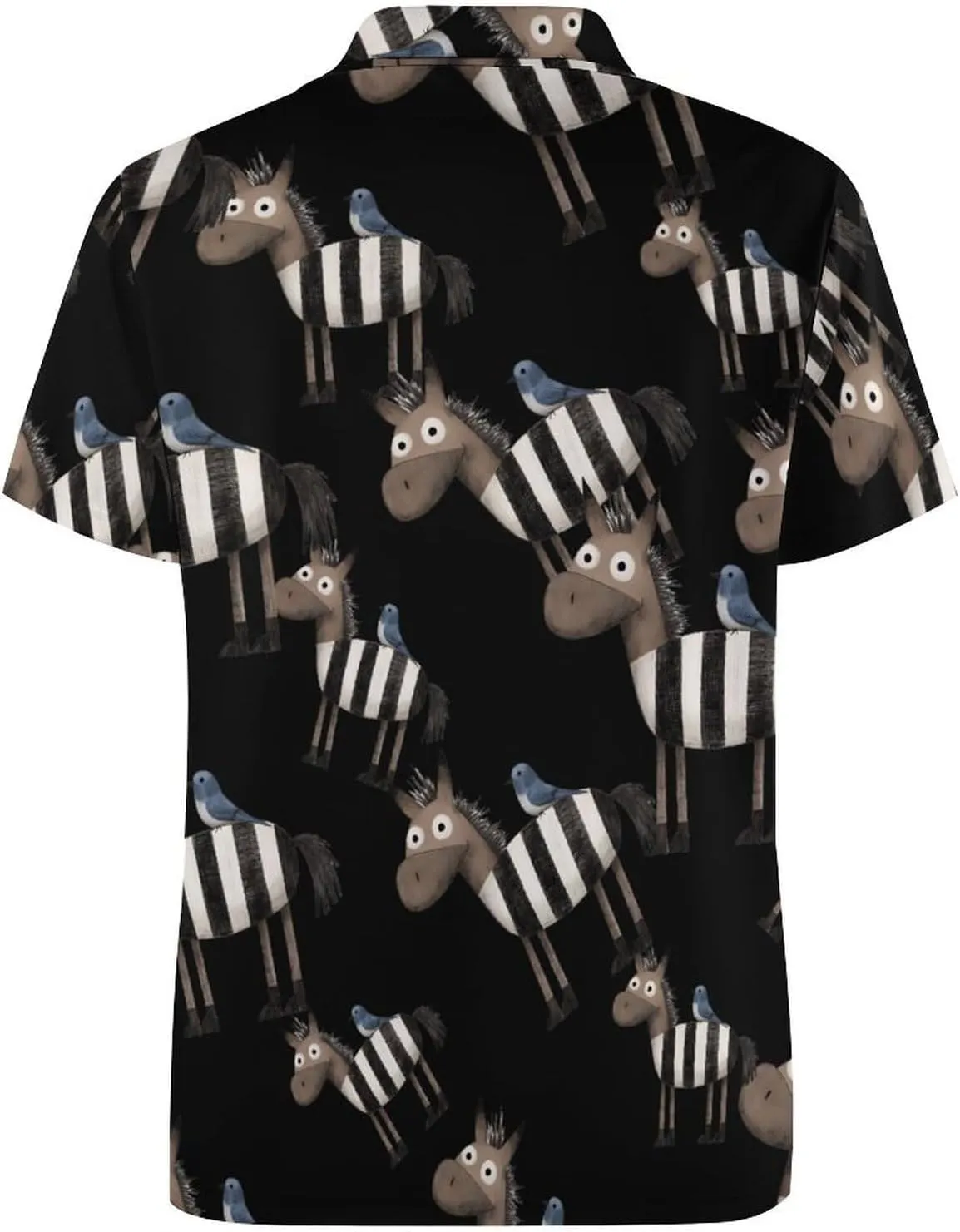 Donkey And Bird Mens Polo Shirts Quick Dry Short Sleeve T-shirts Slim Tennis Collared Tees Tops