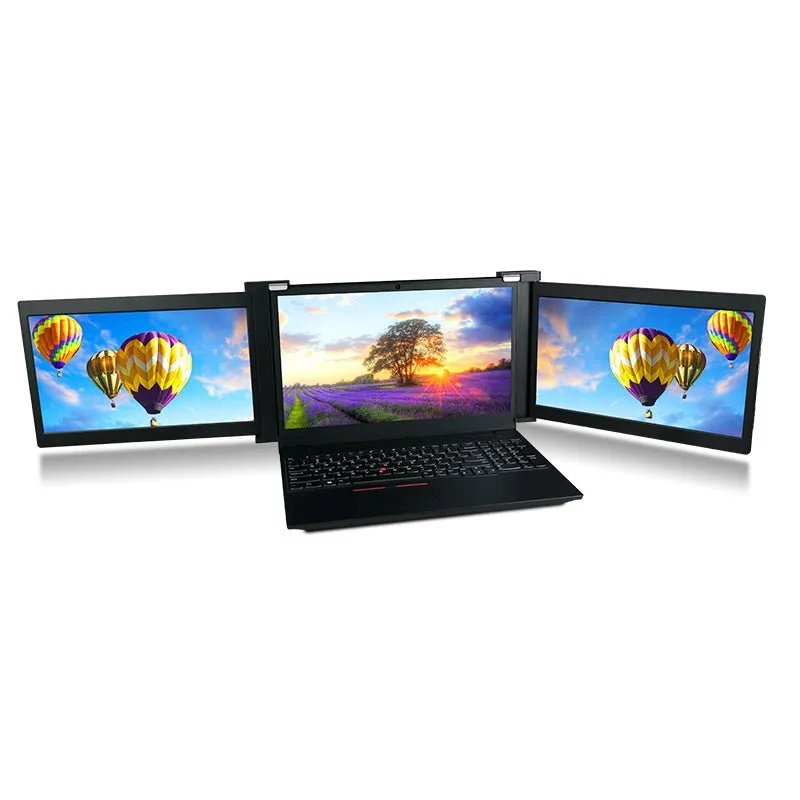 Dual Portable Triple Fold 1080P IPS FHD Monitor Screen Extender For Laptop 1 Cable for 2 Displays 11.6" 12“ 13.3" 14"
