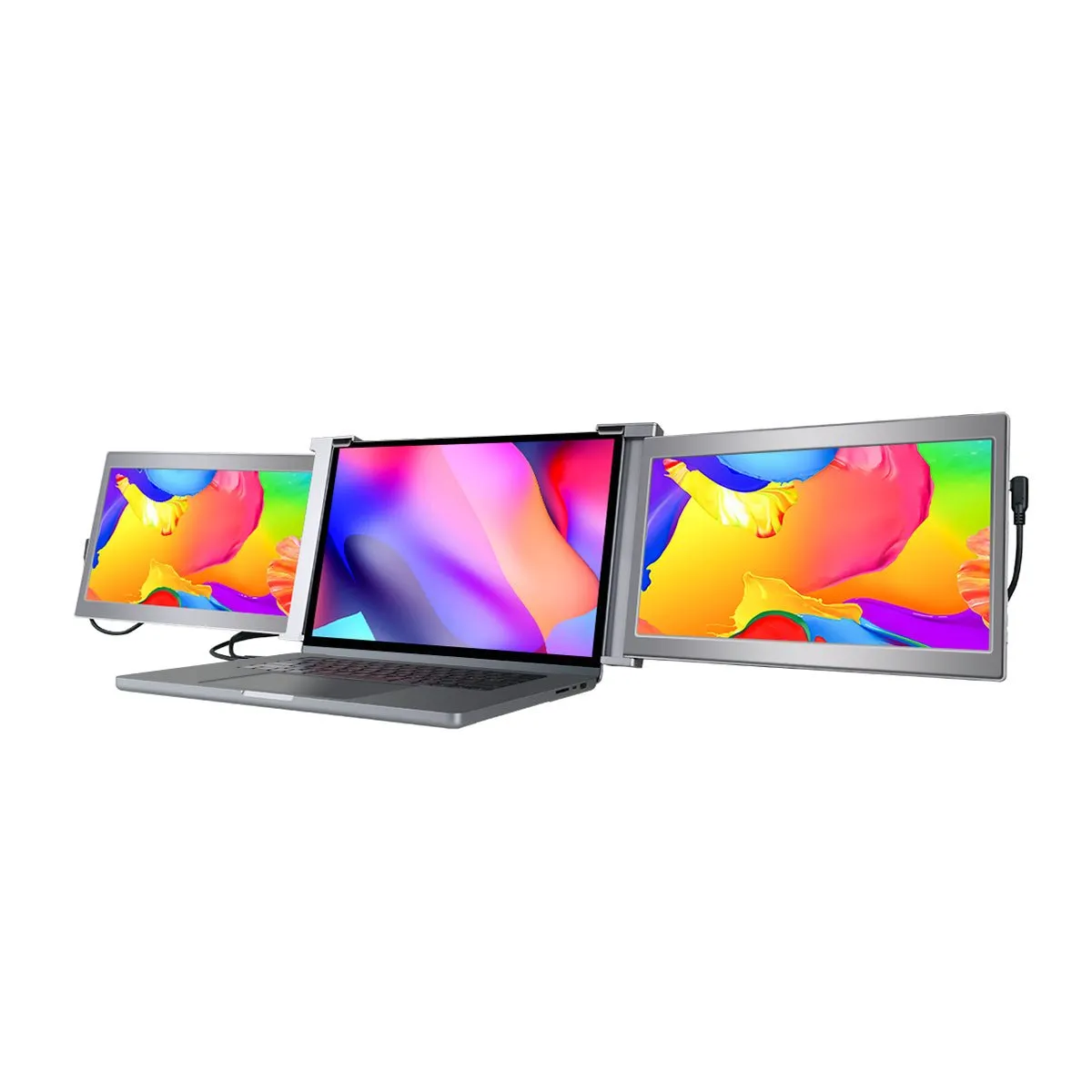 Dual Portable Triple Fold 1080P IPS FHD Monitor Screen Extender For Laptop 1 Cable for 2 Displays 11.6" 12“ 13.3" 14"