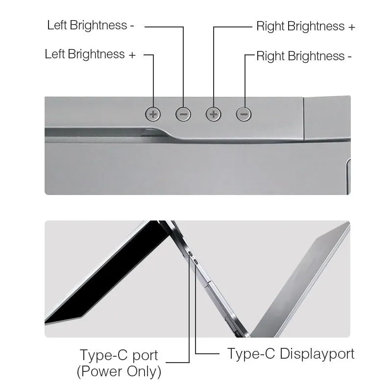 Dual Portable Triple Fold 1080P IPS FHD Monitor Screen Extender For Laptop 1 Cable for 2 Displays 11.6" 12“ 13.3" 14"