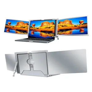 Dual Portable Triple Fold 1080P IPS FHD Monitor Screen Extender For Laptop 1 Cable for 2 Displays 11.6" 12“ 13.3" 14"