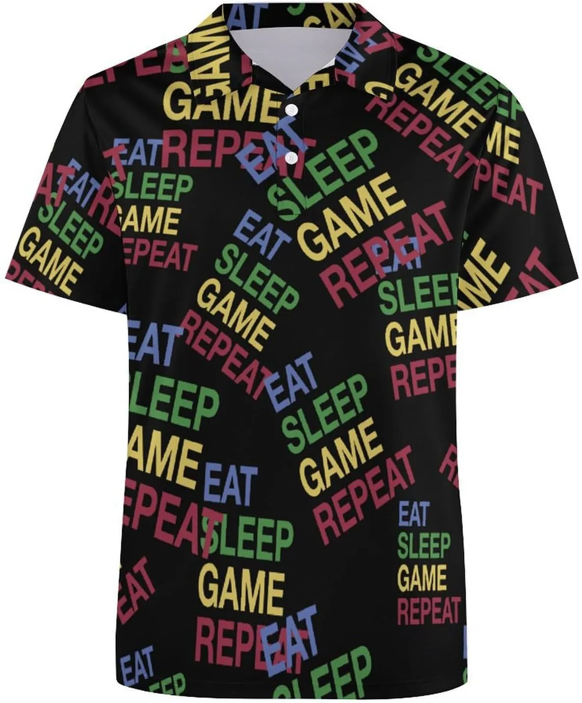 Eat Sleep Game Mens Polo Shirts Quick Dry Short Sleeve T-shirts Slim Tennis Collared Tees Tops