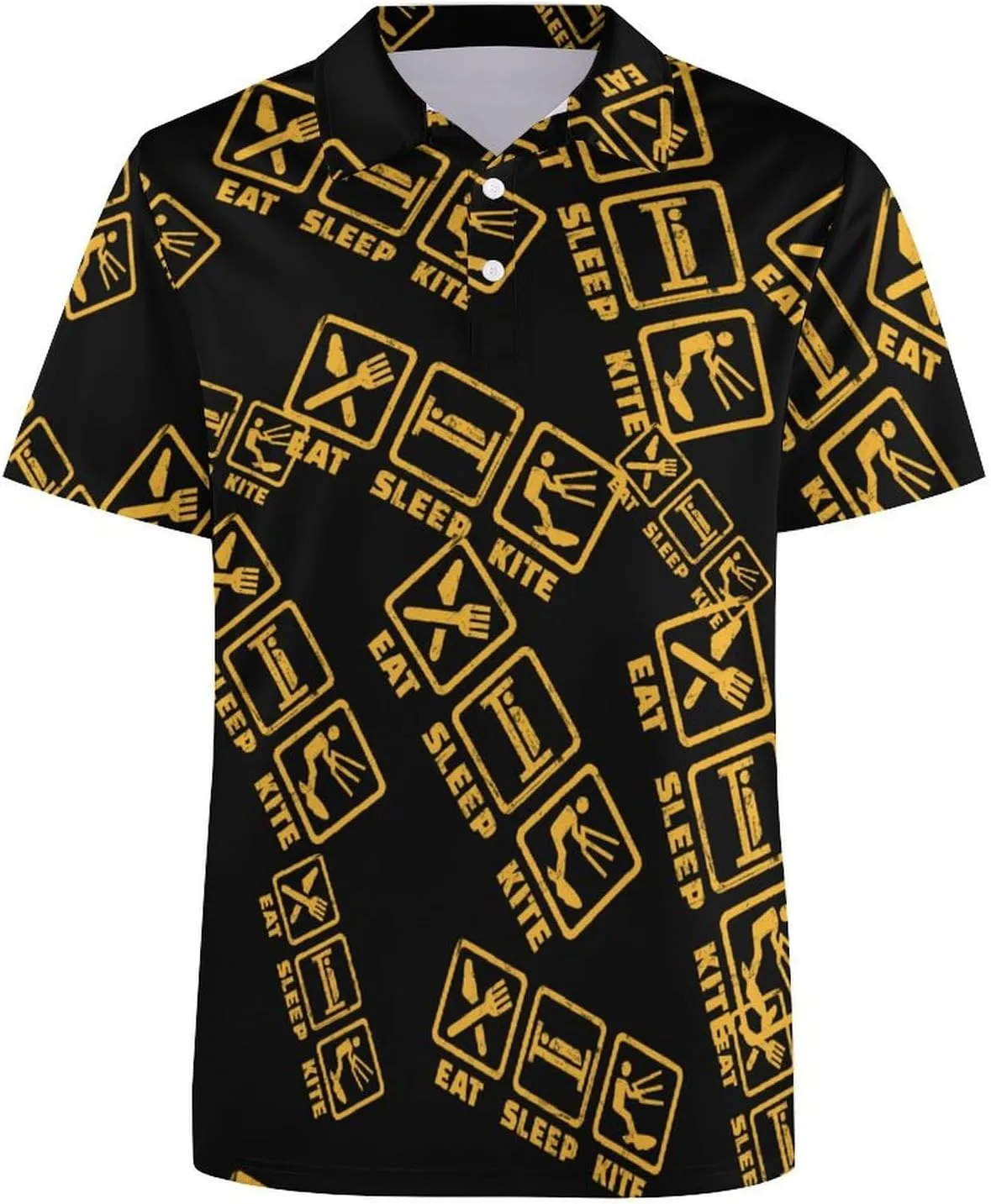 Eat Sleep Kite Repeat Mens Polo Shirts Quick Dry Short Sleeve T-shirts Slim Tennis Collared Tees Tops